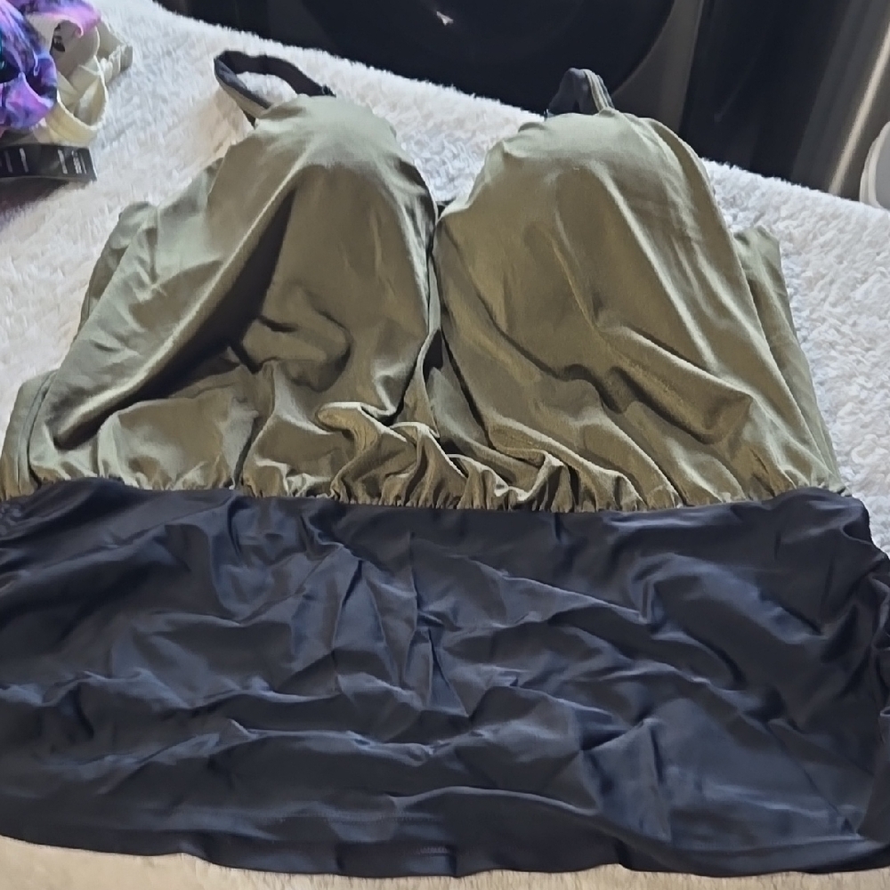 Olive and Black Swim Tank
